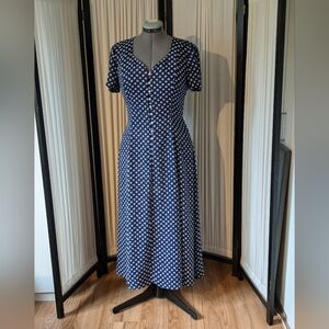 Vintage 80's blue, white dress